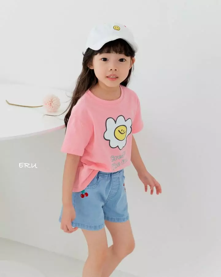 e.ru - Korean Children Fashion - #stylishchildhood - Cherry Span Shorts Denim - 5