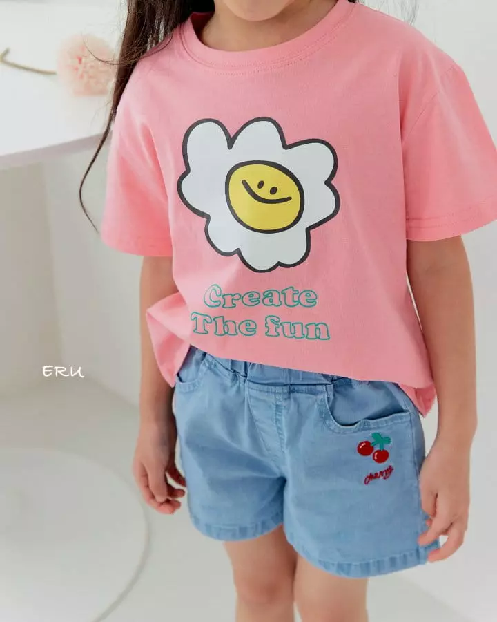 e.ru - Korean Children Fashion - #todddlerfashion - Cherry Span Shorts Denim - 4