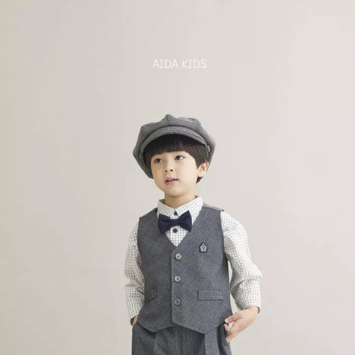 Aida - Korean Children Fashion - #childrensboutique - Glen Check Vest