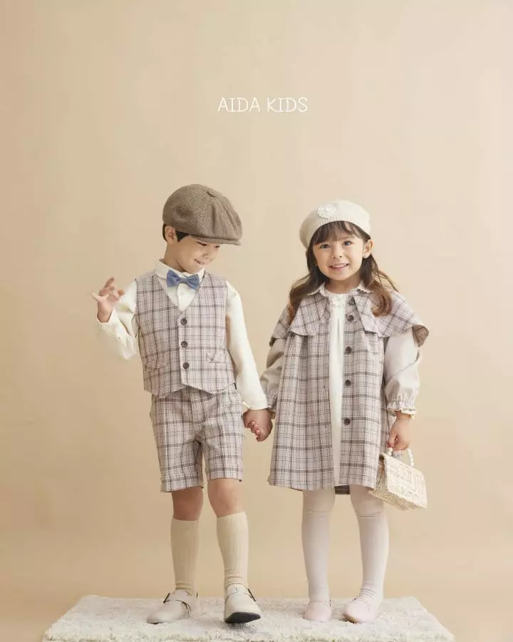 Aida - Korean Children Fashion - #childrensboutique - Dandy Check Vest - 4