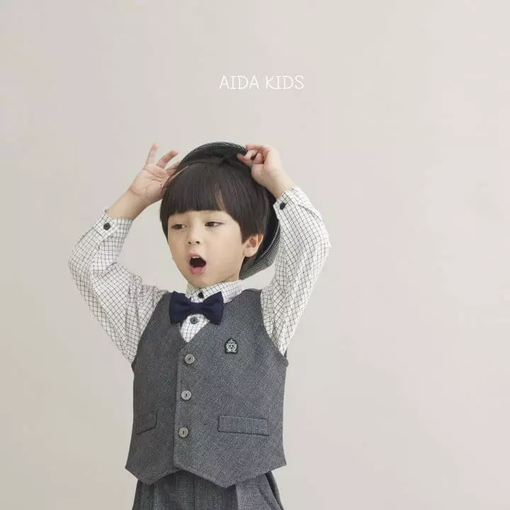 Aida - Korean Children Fashion - #discoveringself - Glen Check Vest - 3