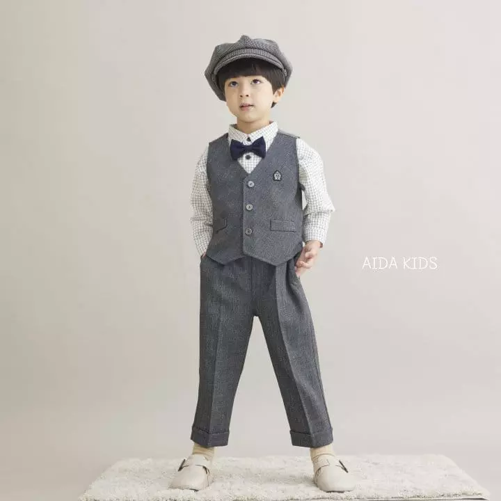 Aida - Korean Children Fashion - #discoveringself - Glen Check Vest - 4