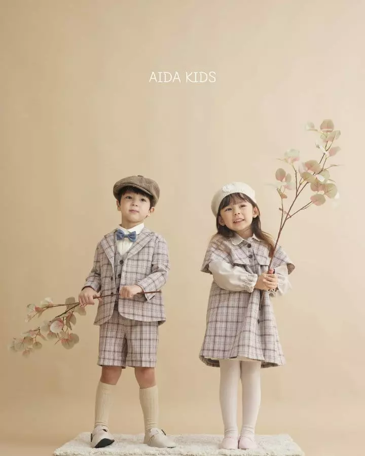 Aida - Korean Children Fashion - #kidsshorts - Dandy Check Jacket - 9