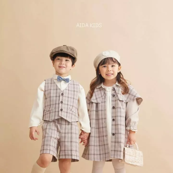Aida - Korean Children Fashion - #kidsshorts - Dandy Check Coat - 3