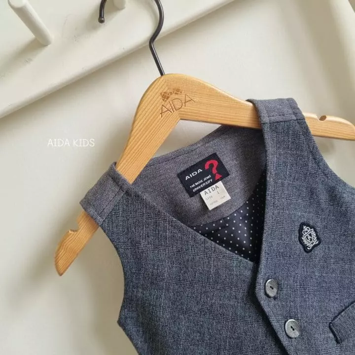 Aida - Korean Children Fashion - #kidsstore - Glen Check Vest - 6