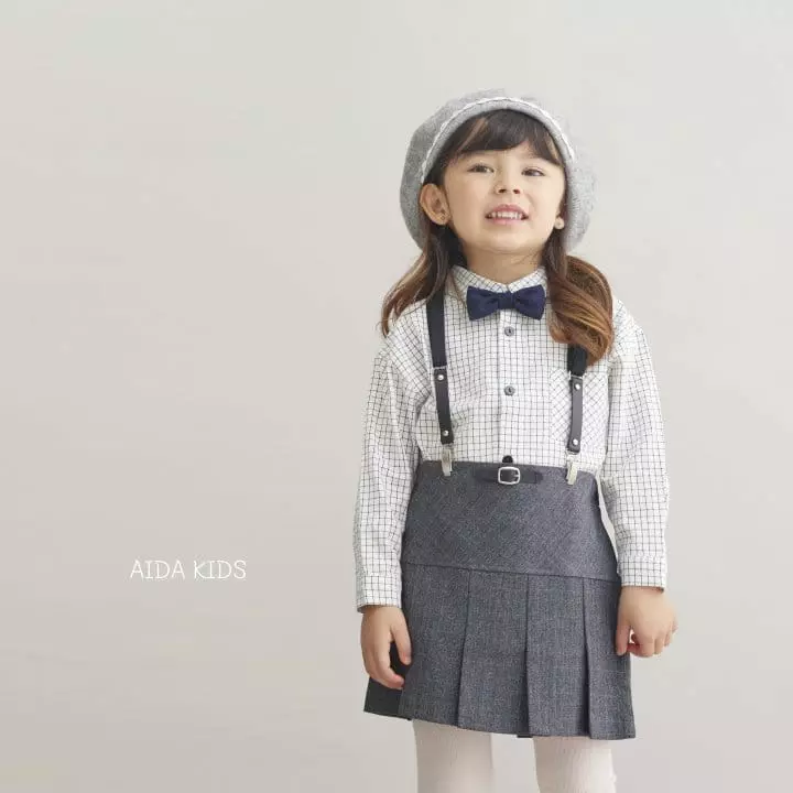 Aida - Korean Children Fashion - #kidsstore - Glen Check Skirt
