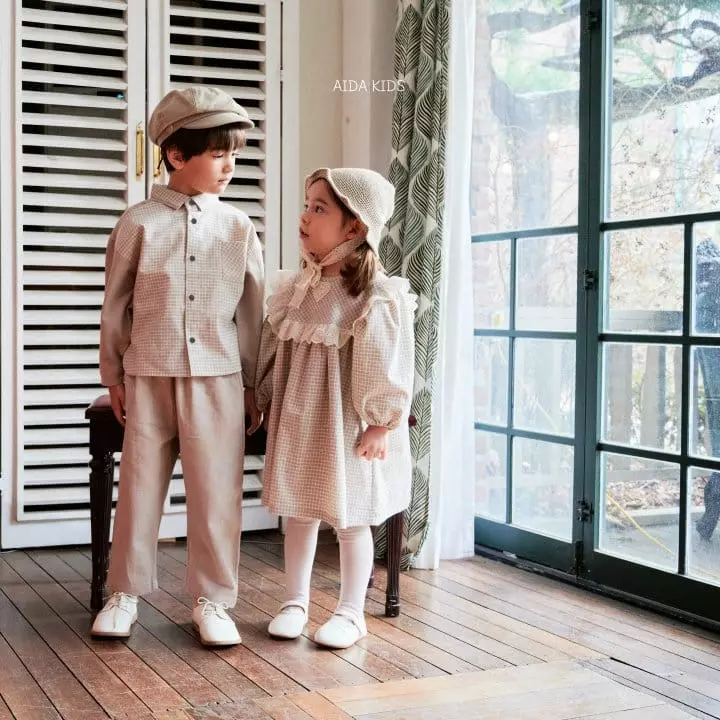 Aida - Korean Children Fashion - #magicofchildhood - New Check One-piece - 7