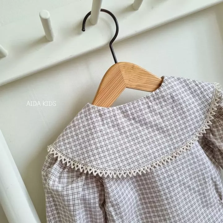 Aida - Korean Children Fashion - #magicofchildhood - Nes Check Big Collar Blouse - 6