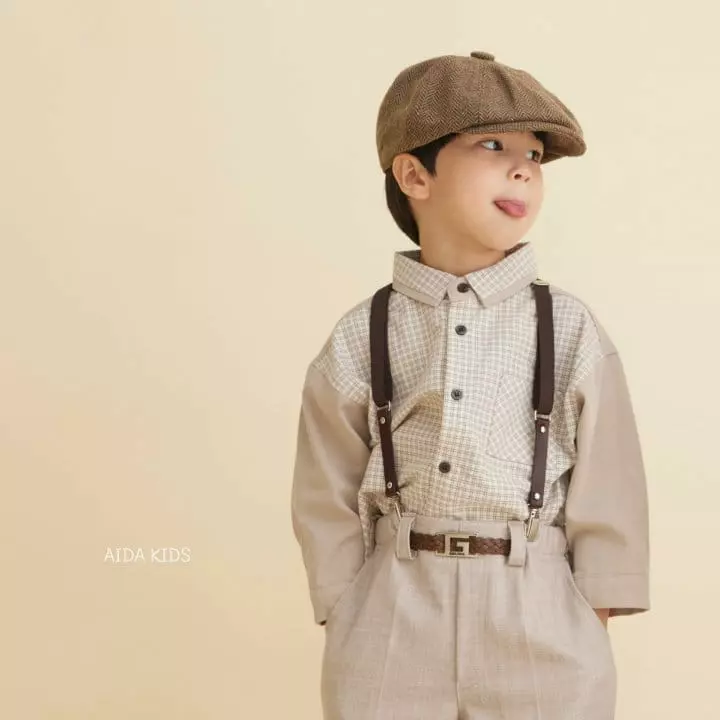 Aida - Korean Children Fashion - #minifashionista - Neck Check Shirt