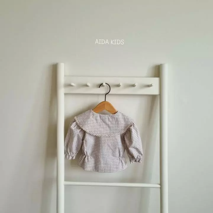 Aida - Korean Children Fashion - #minifashionista - Nes Check Big Collar Blouse - 7