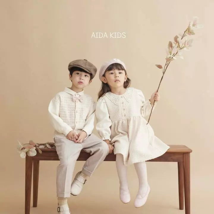 Aida - Korean Children Fashion - #prettylittlegirls - Sue Collar Twid One-piece - 10