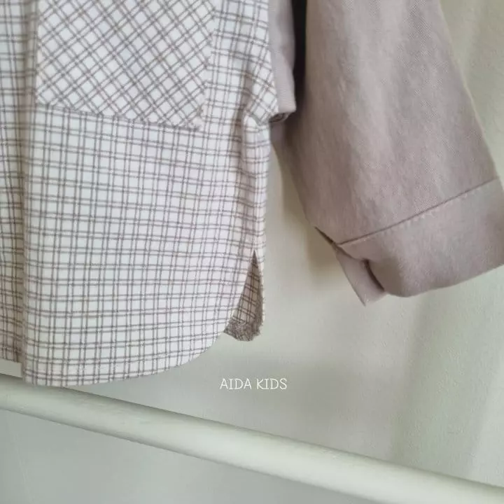 Aida - Korean Children Fashion - #stylishchildhood - Neck Check Shirt - 5