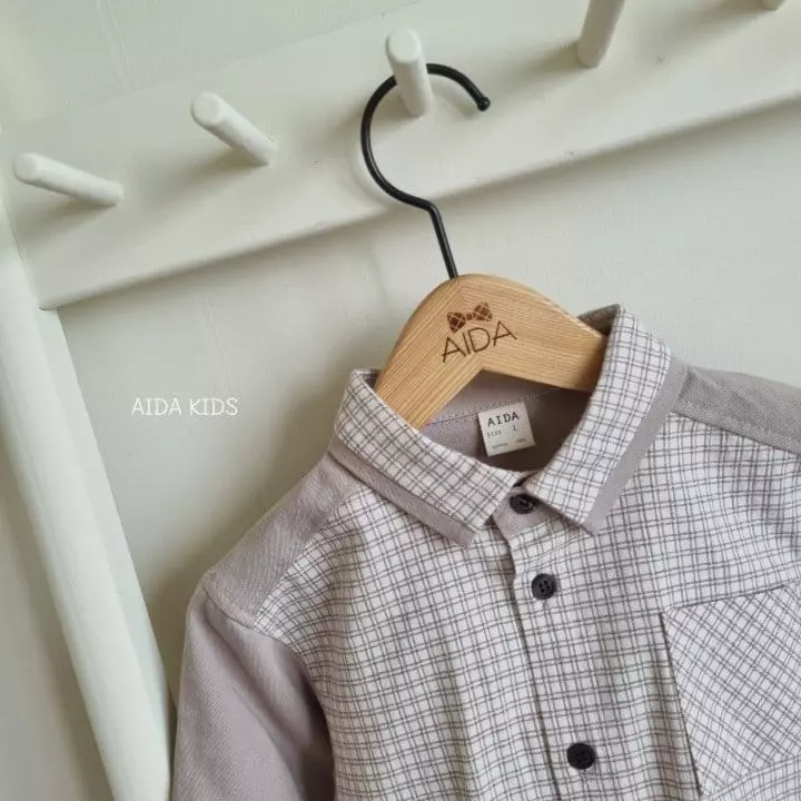 Aida - Korean Children Fashion - #todddlerfashion - Neck Check Shirt - 4