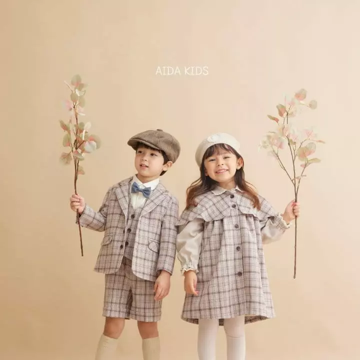 Aida - Korean Children Fashion - #toddlerclothing - Dandy Check Coat - 12