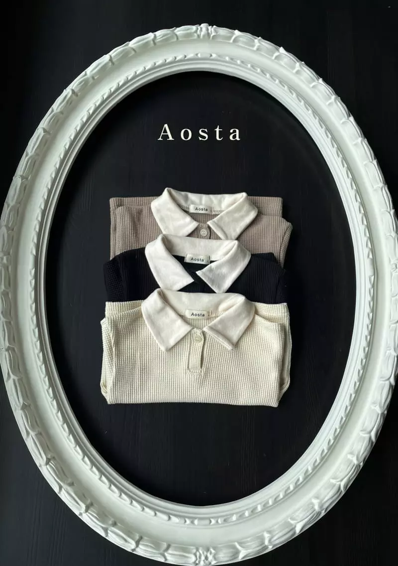 Aosta - Korean Children Fashion - #fashionkids - Waffle Collar Tee - 2