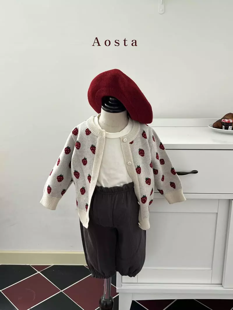 Aosta - Korean Children Fashion - #fashionkids - Strawberry Knit Cardigan - 3