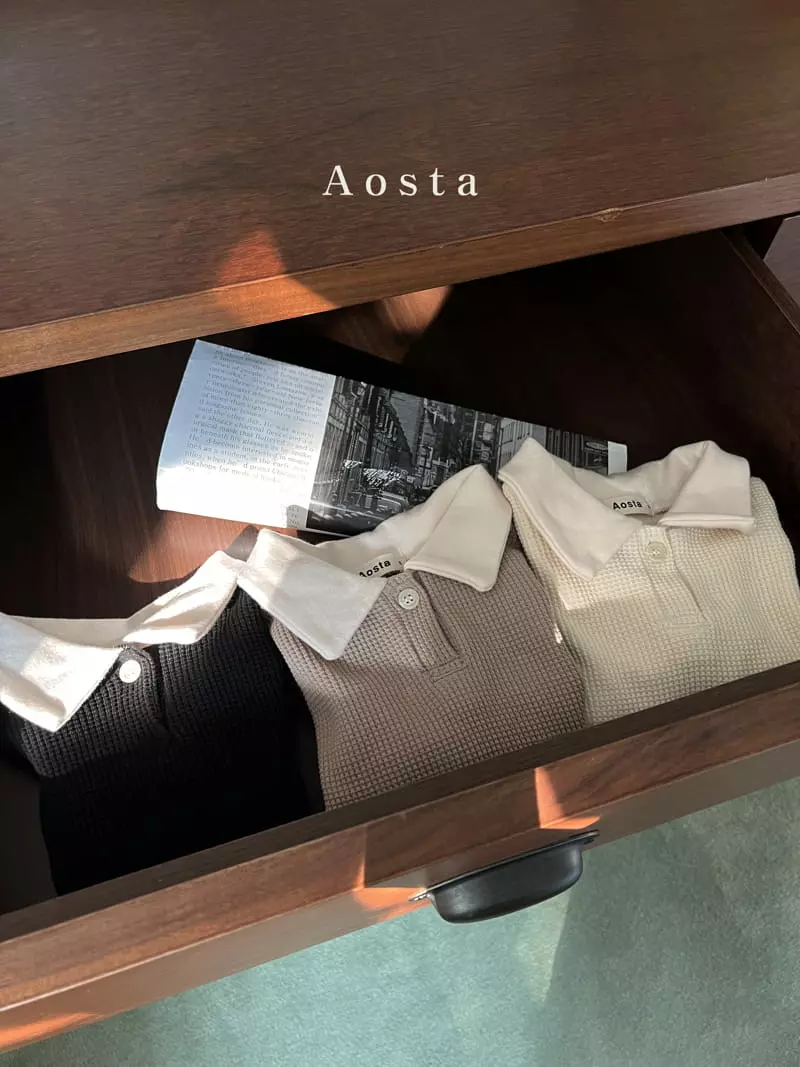 Aosta - Korean Children Fashion - #kidsshorts - Waffle Collar Tee - 3