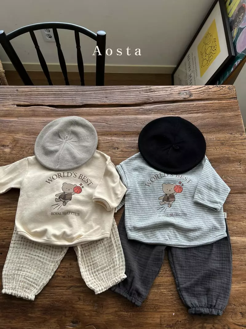 Aosta - Korean Children Fashion - #kidsshorts - Royal Bear Basketball Tee - 8