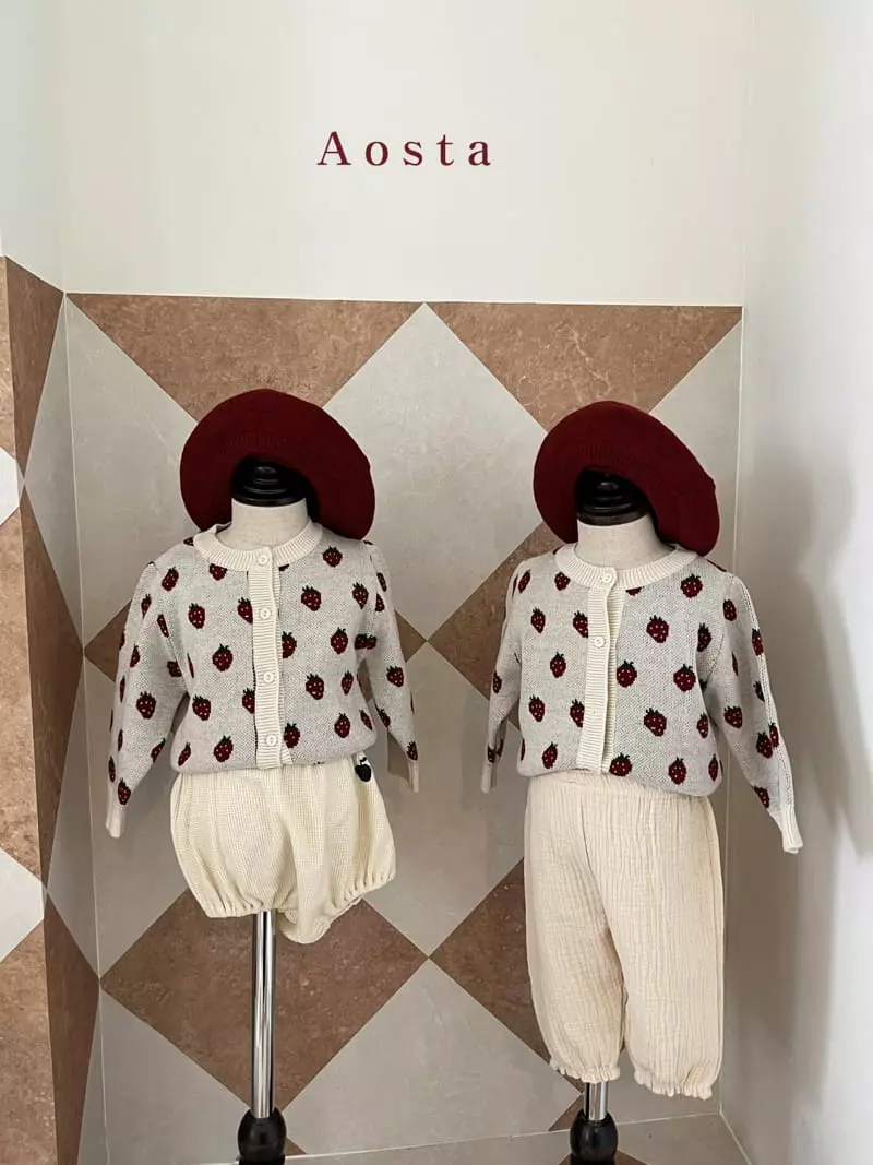 Aosta - Korean Children Fashion - #kidsstore - Strawberry Knit Cardigan - 5
