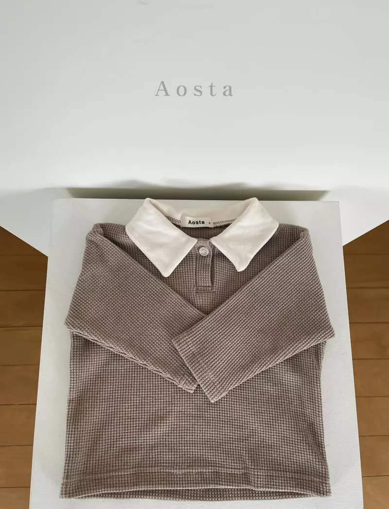 Aosta - Korean Children Fashion - #littlefashionista - Waffle Collar Tee - 7