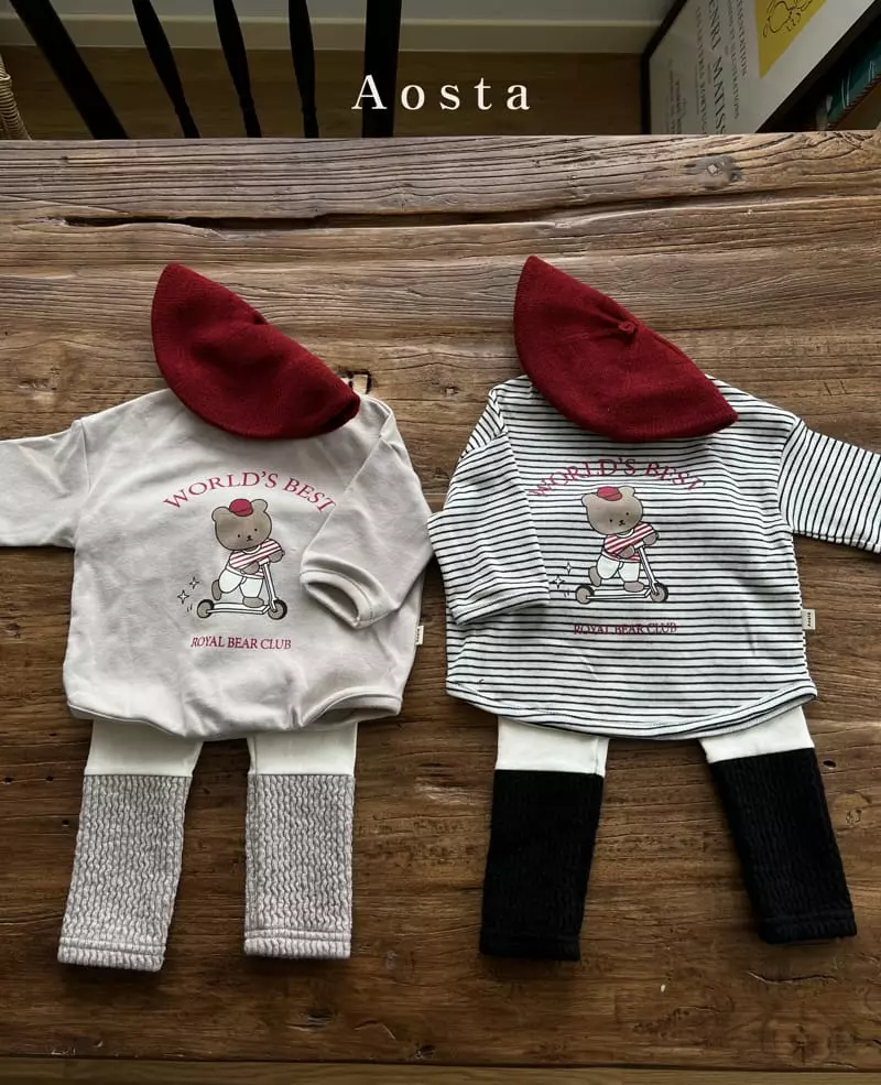 Aosta - Korean Children Fashion - #toddlerclothing - Royal Bear Kick Board Tee - 2