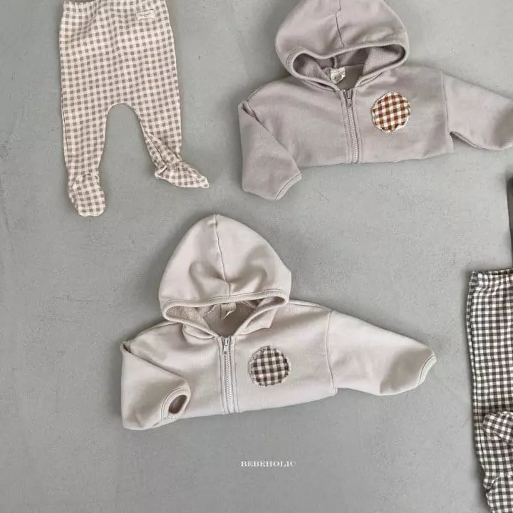 Bebe Holic - Korean Baby Fashion - #babyboutique - Check Patch Hoody Zip-up - 3