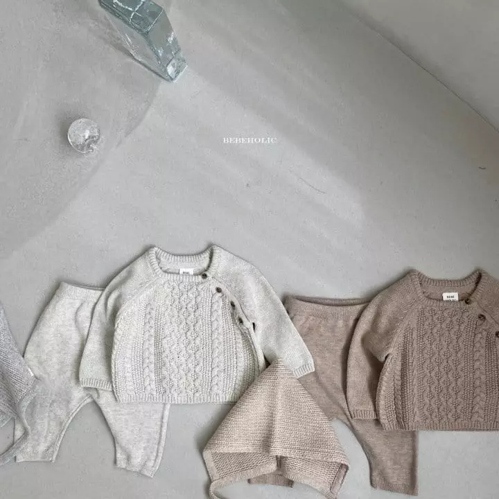 Bebe Holic - Korean Baby Fashion - #babyboutique - Twist Knit Top Bottom Set