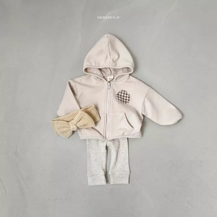Bebe Holic - Korean Baby Fashion - #babyboutique - Check Patch Hoody Zip-up - 4