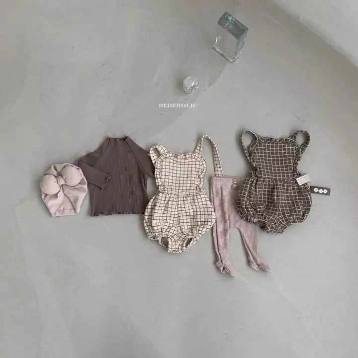 Bebe Holic - Korean Baby Fashion - #babyboutiqueclothing - Yoru Check Dungarees Bodysuit