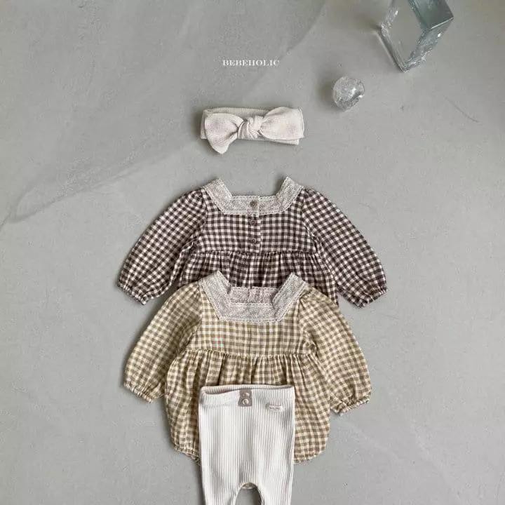 Bebe Holic - Korean Baby Fashion - #babyboutiqueclothing - Dodo Check Bodysuit - 3