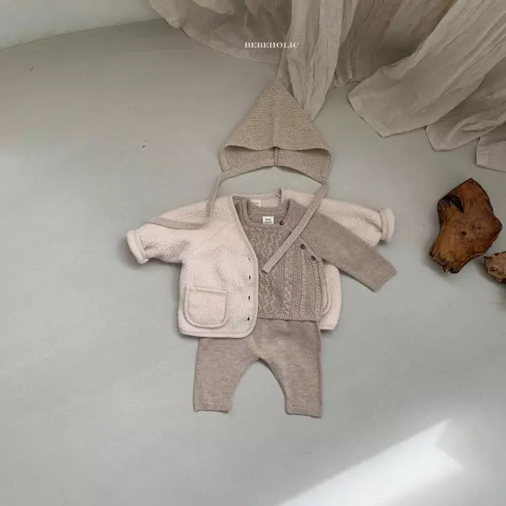 Bebe Holic - Korean Baby Fashion - #babyboutiqueclothing - Twist Knit Top Bottom Set - 2