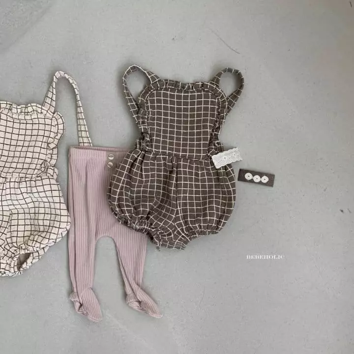 Bebe Holic - Korean Baby Fashion - #babyclothing - Yoru Check Dungarees Bodysuit - 2
