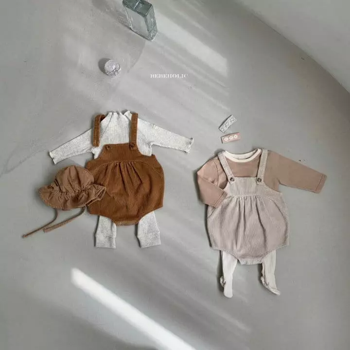 Bebe Holic - Korean Baby Fashion - #babyclothing - Wrinkle Dungarees Bodysuit
