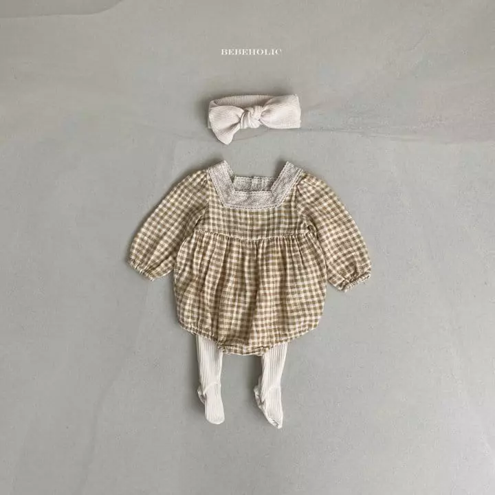 Bebe Holic - Korean Baby Fashion - #babyboutiqueclothing - Dodo Check Bodysuit - 4