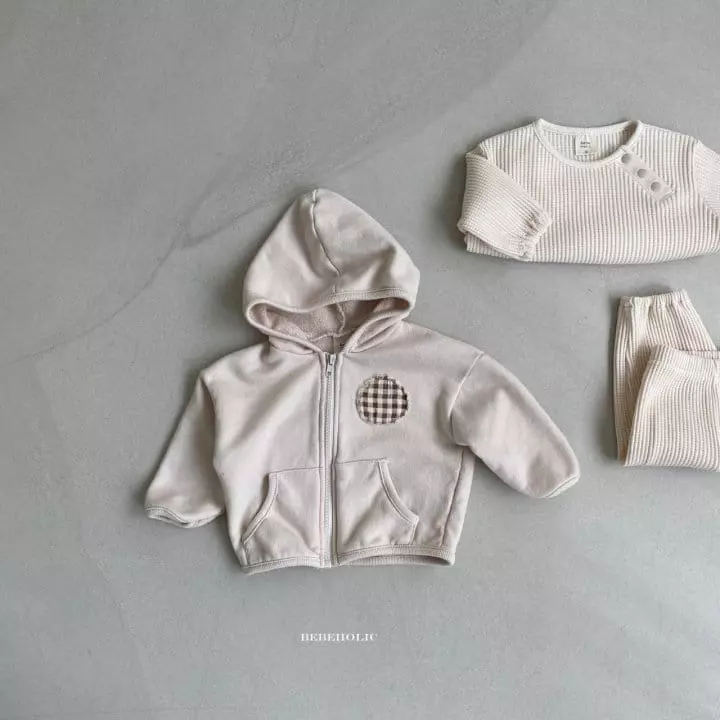 Bebe Holic - Korean Baby Fashion - #babyfashion - Check Patch Hoody Zip-up - 6