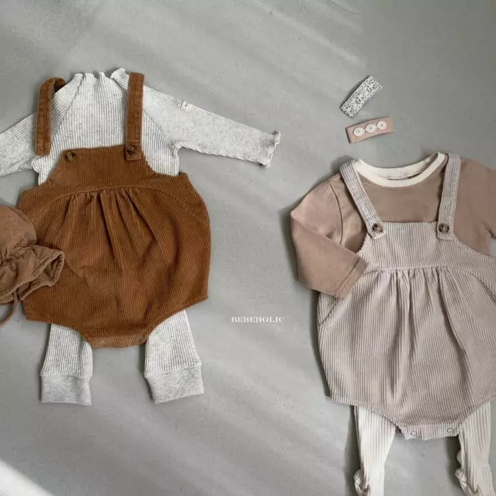 Bebe Holic - Korean Baby Fashion - #babyfashion - Wrinkle Dungarees Bodysuit - 2