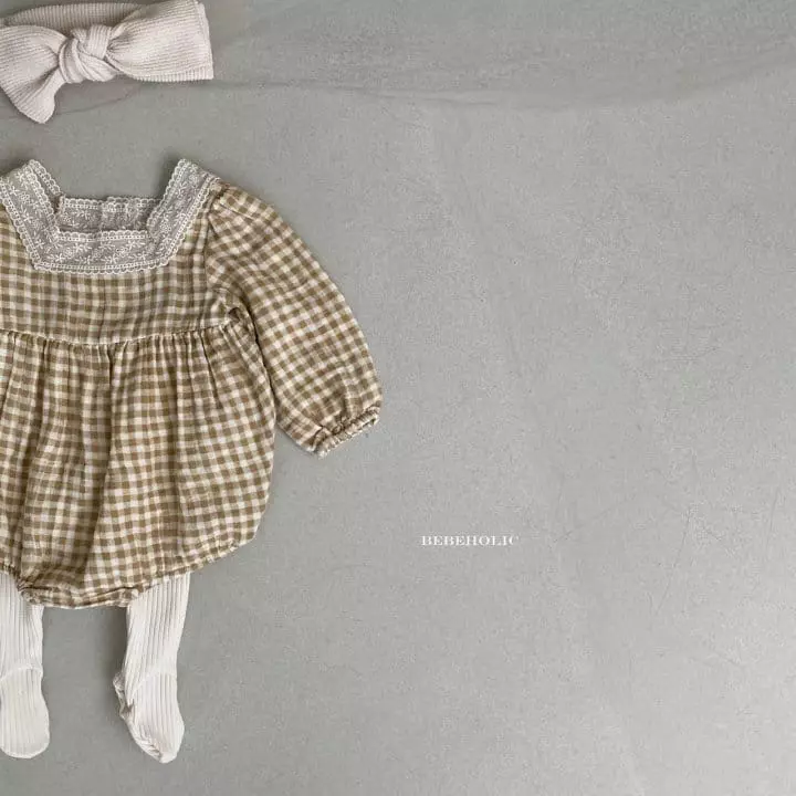 Bebe Holic - Korean Baby Fashion - #babyfashion - Dodo Check Bodysuit - 5