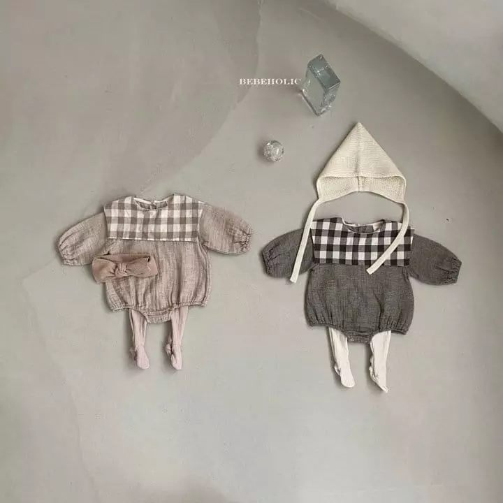Bebe Holic - Korean Baby Fashion - #babyfashion - Check Collar Bodysuit