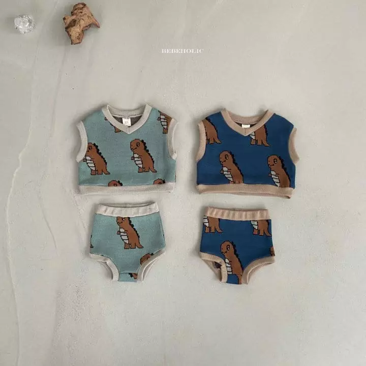 Bebe Holic - Korean Baby Fashion - #babyfashion - Knit Vest Top Bottom Set - 7
