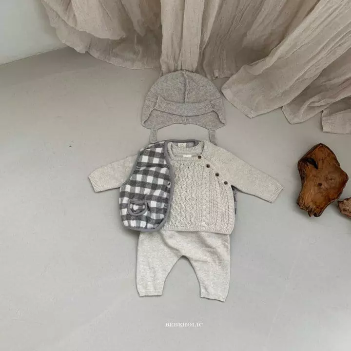Bebe Holic - Korean Baby Fashion - #babyclothing - Twist Knit Top Bottom Set - 4