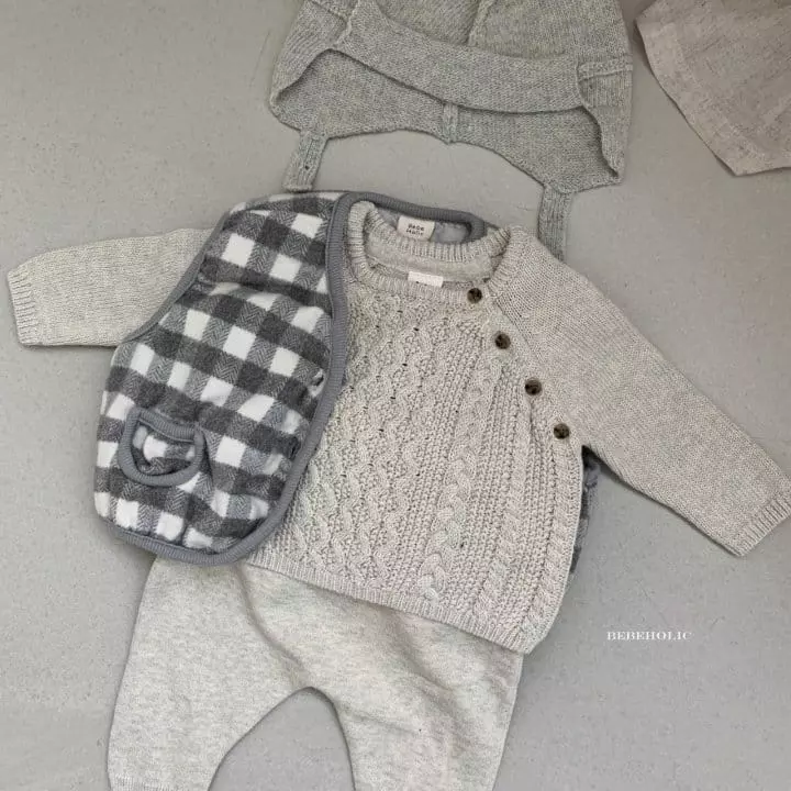 Bebe Holic - Korean Baby Fashion - #babyfever - Twist Knit Top Bottom Set - 5
