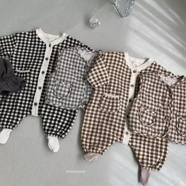 Bebe Holic - Korean Baby Fashion - #babyfever - Check Bodysuit - 3