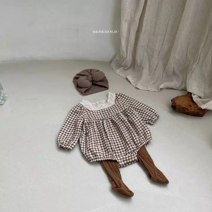 Bebe Holic - Korean Baby Fashion - #babygirlfashion - Dodo Check Bodysuit - 7