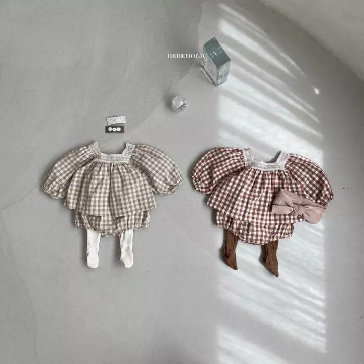Bebe Holic - Korean Baby Fashion - #babygirlfashion - Bobo Check Top Bottom Set