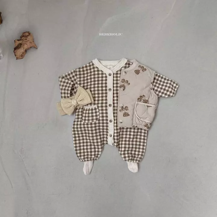 Bebe Holic - Korean Baby Fashion - #babyfever - Check Bodysuit - 4