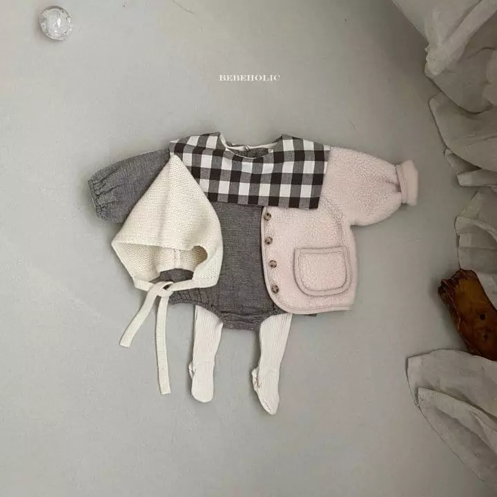Bebe Holic - Korean Baby Fashion - #babygirlfashion - Check Collar Bodysuit - 4