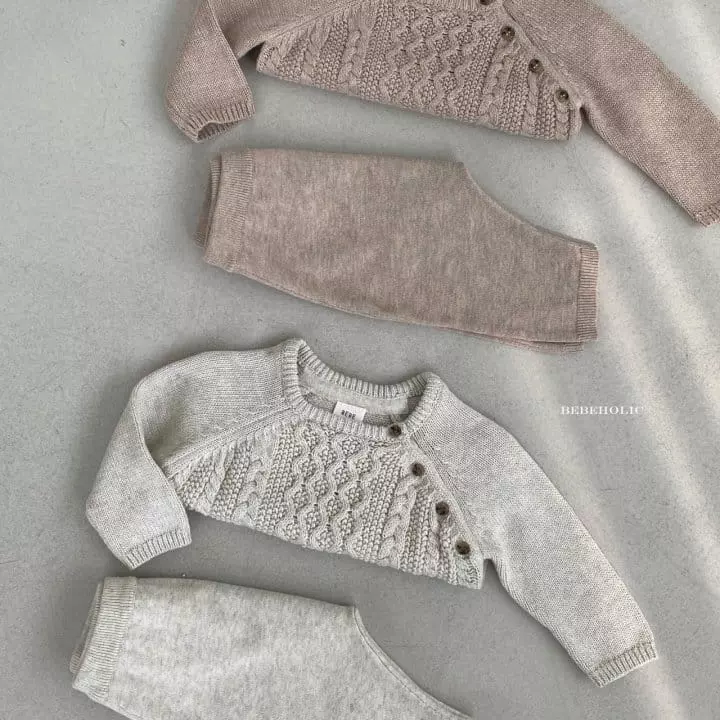 Bebe Holic - Korean Baby Fashion - #babylifestyle - Twist Knit Top Bottom Set - 7