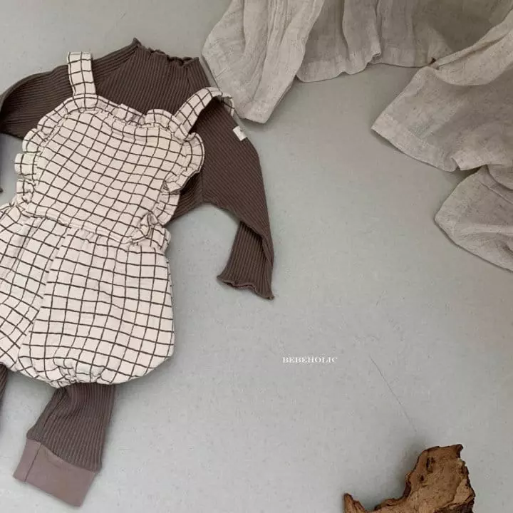 Bebe Holic - Korean Baby Fashion - #babyoninstagram - Yoru Check Dungarees Bodysuit - 7