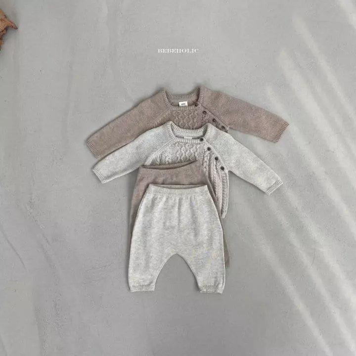 Bebe Holic - Korean Baby Fashion - #babyoninstagram - Twist Knit Top Bottom Set - 8
