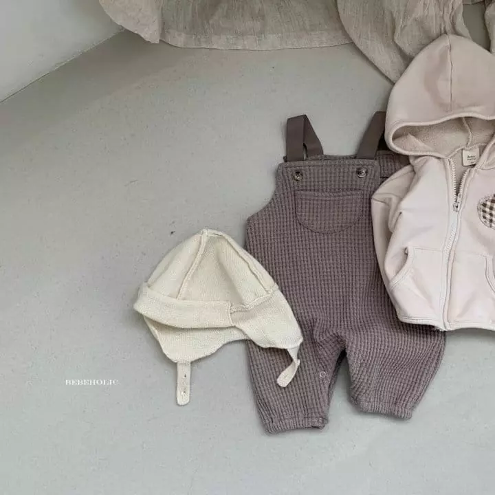 Bebe Holic - Korean Baby Fashion - #babyootd - Waffle Dungarees Bodysuit - 6